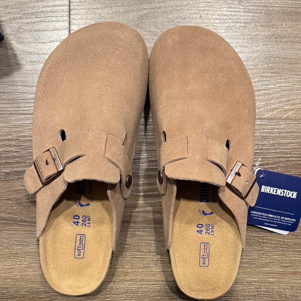Birkenstock Tan Suede Clogs